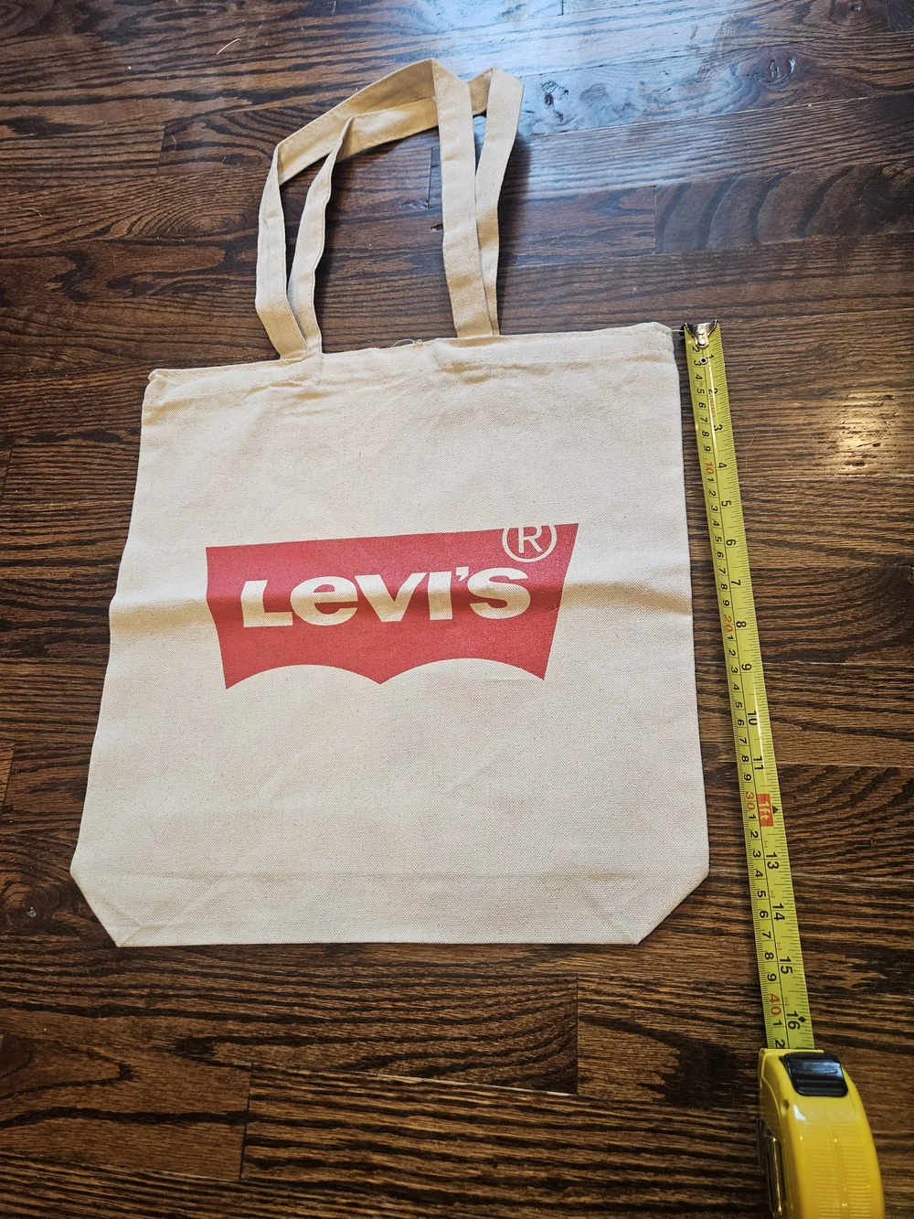 Levi's Beige Batwing Canvas Tote Bag with Red Logo